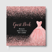 Rose Pink Dress Faux Glitter Sweet 16 Gästebuch (Vorderseite)
