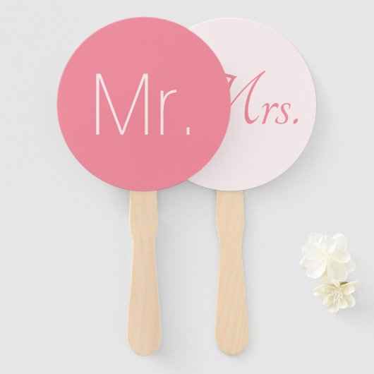 Rose Pink Elegant Mr. and Mrs Modern Wedding Fächer (Vorne und Hinten)