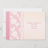 Rose Pink, Elfenbeinfloral Spitzen Brautparty Einl Einladung (Rückseite)
