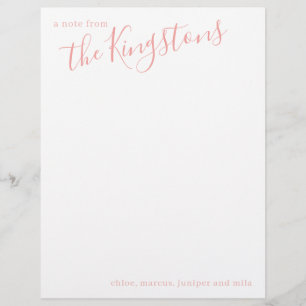 Rose Pink Familienname Skript Briefkopf