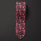 Rose Pink Floral Black Neck Tie Krawatte