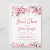 Rose Pink Floral Bridal Shower Einladung (Vorderseite)