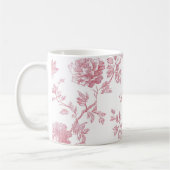 Rose Pink Floral Toile Pattern Personalized Name Kaffeetasse (Links)
