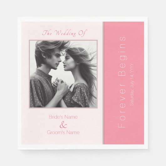 Rose Pink Forever Beginnt Moderne Hochzeit des Fot Serviette (Vorderseite)