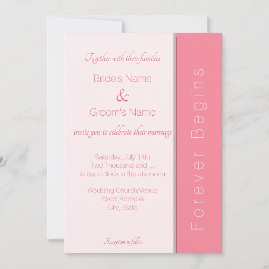 Rose Pink Forever fängt an Moderne Hochzeit Einladung (Vorderseite)