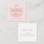 Rose Pink Frame Bakery Baker's Logo Business Card Quadratische Visitenkarte (Vorne/Hinten)