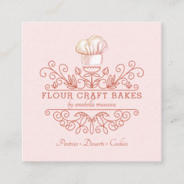 Rose Pink Frame Bakery Baker's Logo Business Card Quadratische Visitenkarte