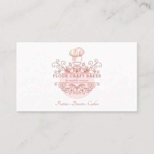 Rose Pink Frame Bakery Baker's Logo Business Card Visitenkarte (Vorderseite)