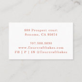 Rose Pink Frame Bakery Baker's Logo Business Card Visitenkarte (Rückseite)
