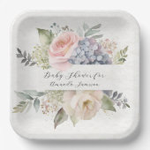 Rose Pink Garden Sweet Butterfly Babydusche Pappteller (Vorderseite)