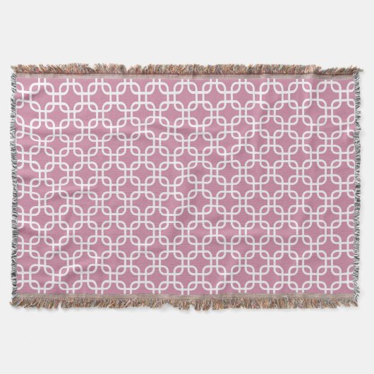 Rose Pink Geometric Links Muster Decke (Vorderseite)