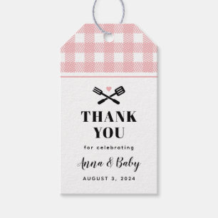 Rose Pink Gingham Kariert Baby Q Dusche Vielen Dan Geschenkanhänger