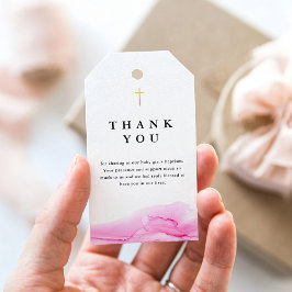 Rose Pink Girl Taufe Christening Vielen Dank Geschenkanhänger