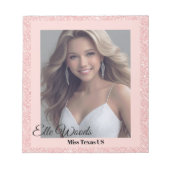 Rose Pink Glitz Autograph Pad Notizblock (Vorderseite)