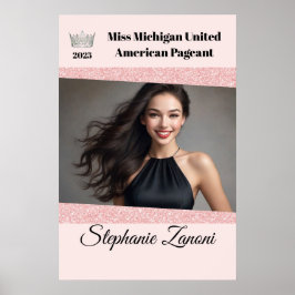 Rose Pink Glitz Pageant Door Banner Poster