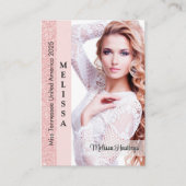 Rose Pink Glitz Pageant Foto Business Card Visitenkarte (Vorderseite)