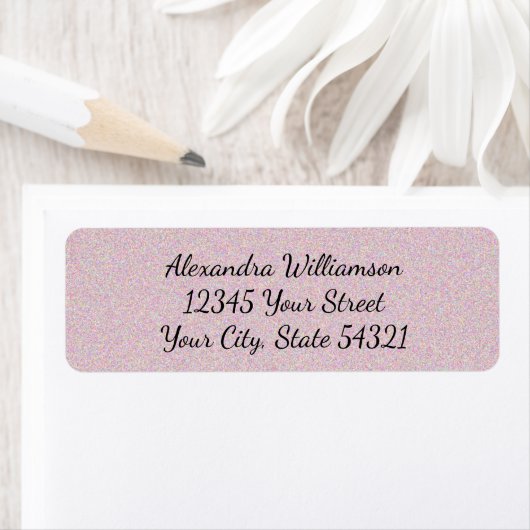 Rose Pink Glitzer Girly Glam Script Name Adresse (Insitu)