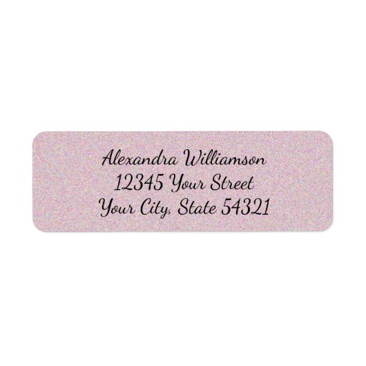 Rose Pink Glitzer Girly Glam Script Name Adresse (Vorne)