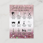 Rose Pink Glitzer Lash Extensions Aftercare Symbol Visitenkarte (Vorderseite)