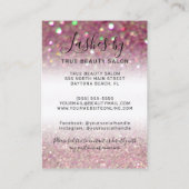 Rose Pink Glitzer Lash Extensions Aftercare Symbol Visitenkarte (Rückseite)