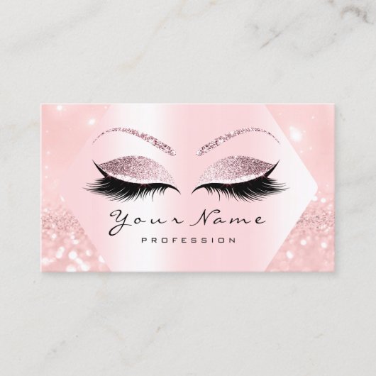 Rose Pink Glitzer Makeup Artist Lashes Browns Visitenkarte (Vorderseite)