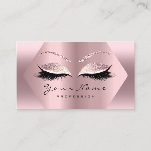 Rose Pink Glitzer Makeup Artist Lashes Studio Visitenkarte (Vorderseite)