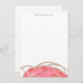 Rose Pink Gold Agate Mitteilungskarte (Vorne/Hinten)