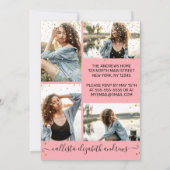 Rose Pink Gold Confetti FotoCollage Abschluss Einladung (Rückseite)
