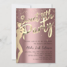 Rose Pink Gold Confetti Sweet 16. Party