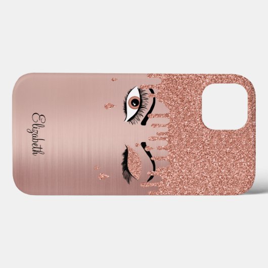Rose Pink Gold Eyelashes Case-Mate iPhone Hülle (Rückseite (Horizontal))