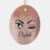 Rose Pink Gold Eyelashes Driving Glitzer Keramik Ornament (Rechts)