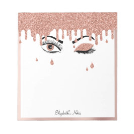 Rose Pink Gold Eyelashes Driving Glitzer Notizblock