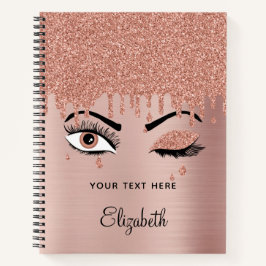 Rose Pink Gold Eyelashes Driving Glitzer Notizblock