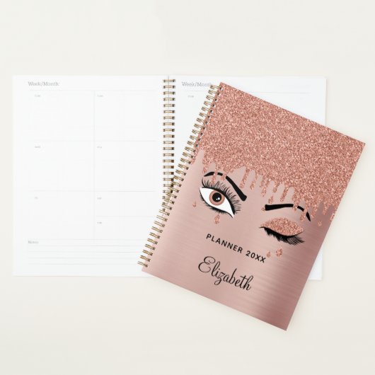 Rose Pink Gold Eyelashes Driving Glitzer Planer (Anzeige)