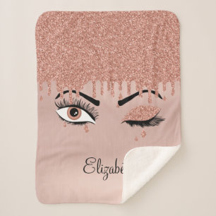 Rose Pink Gold Eyelashes Driving Glitzer Sherpadecke