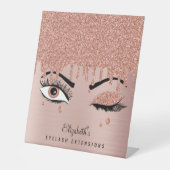 Rose Pink Gold Eyelashes Driving Glitzer Sockelschild (Vorderseite)