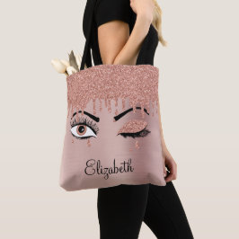 Rose Pink Gold Eyelashes Driving Glitzer Tasche