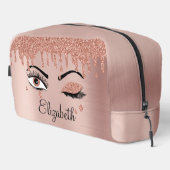 Rose Pink Gold Eyelashes Driving Glitzer Waschbeutel (Rechte Ecke)