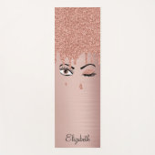 Rose Pink Gold Eyelashes Driving Glitzer Yogamatte (Vorderseite)