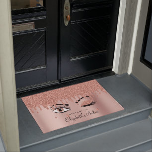 Rose Pink Gold Eyelashes Glitzer Business Fußmatte