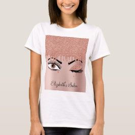Rose Pink Gold Eyelashes Glitzer Business T-Shirt
