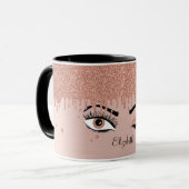 Rose Pink Gold Eyelashes Glitzer Name Tasse (Vorderseite Links)
