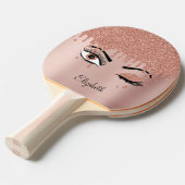 Rose Pink Gold Eyelashes Glitzer Tischtennis Tischtennis Schläger (Vorderseite)