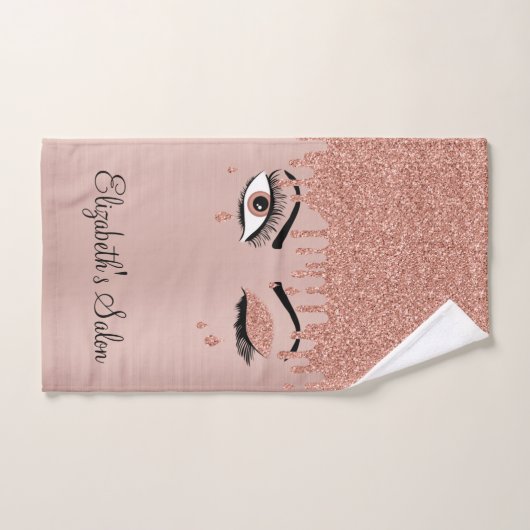 Rose Pink Gold Eyelashes Tropfen Glitzer Salon Handtuch (Handtuch)