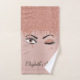 Rose Pink Gold Eyelashes Tropfen Glitzer Salon Handtuch