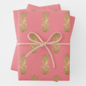 Rose Pink Gold Glitzy Ananas Geschenkpapier Set (Beispiel)