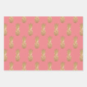 Rose Pink Gold Glitzy Ananas Geschenkpapier Set (Vorderseite)