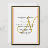 Rose Pink Gold Monogramm Hochzeitsempfang Einladung (Rückseite)