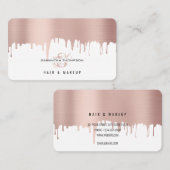 Rose Pink Gold Tropfens Hair & Makeup Artist Visitenkarte (Vorne/Hinten)