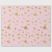 Rose Pink & Gold Wrapping Paper Geschenkwrap Geschenkpapier (Flach)